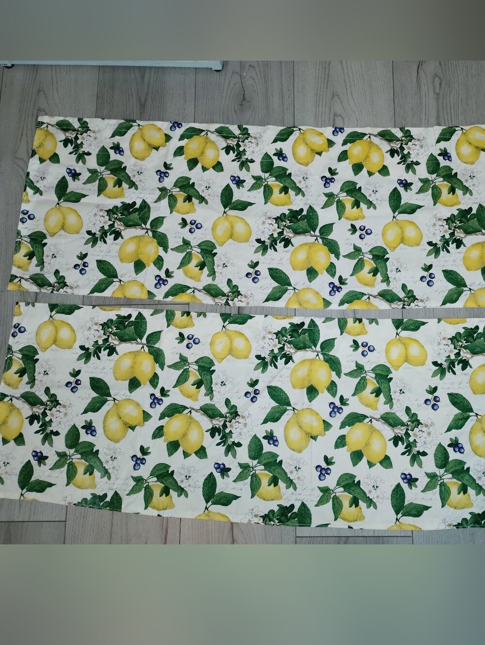 Set Of Two Rod Pocket Lemony Print 🍋 Valances Handmade